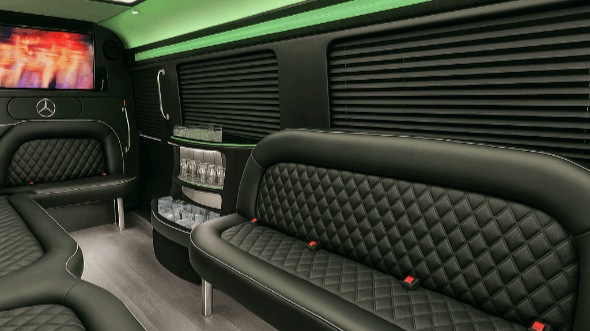 Interior of Lexington Party Bus Company's 14 Passenger Sprinter Limousine in Lexington
