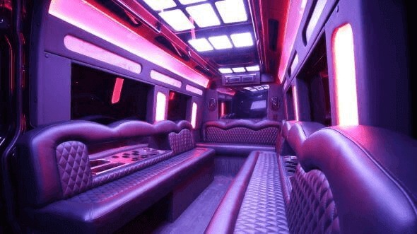Interior of Richmond Party Bus Company's 14 Passenger Sprinter Limousine in Richmond