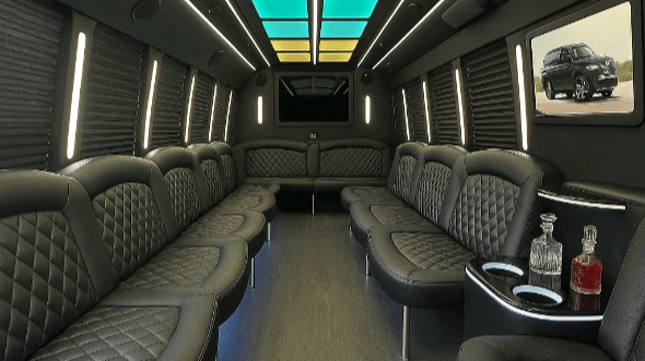 Interior of Covington Party Bus Company's 25 Passenger Party Bus in Covington
