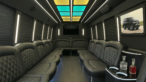 Interior of Bowling Green Party Bus Company's 28 Passenger Party Bus in Bowling Green