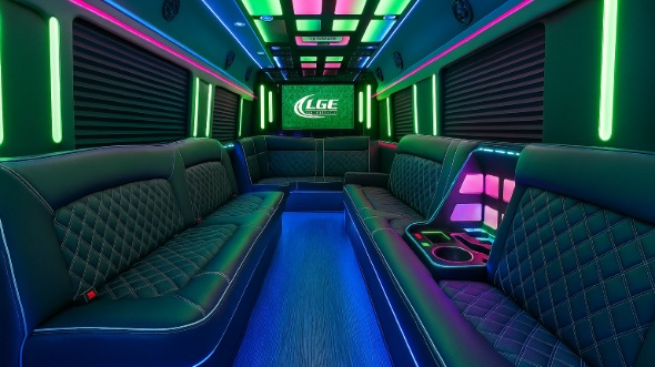 Interior of Richmond Party Bus Company's 30 Passenger Party Bus in Richmond