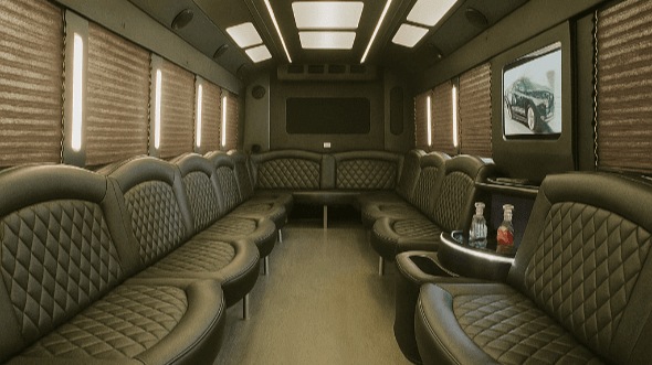 Interior of Jeffersontown Party Bus Company's 50 Passenger Party Bus in Jeffersontown